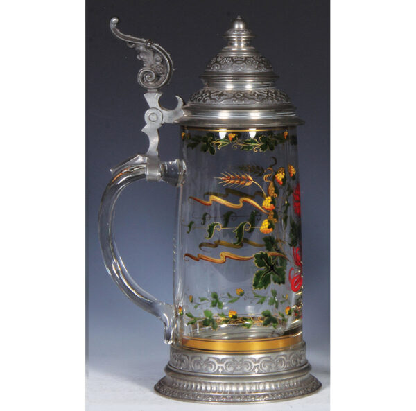 Glass stein, 1.0L, blown, transparent enamel - Image 3