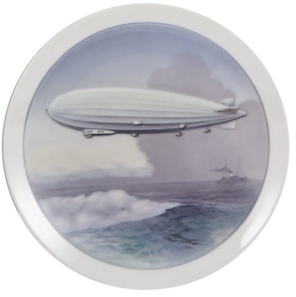 Porcelain plaque, 8.6" d., Zeppelin