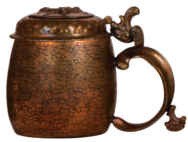 Brass stein, .5L, hand-chased, early 1900s