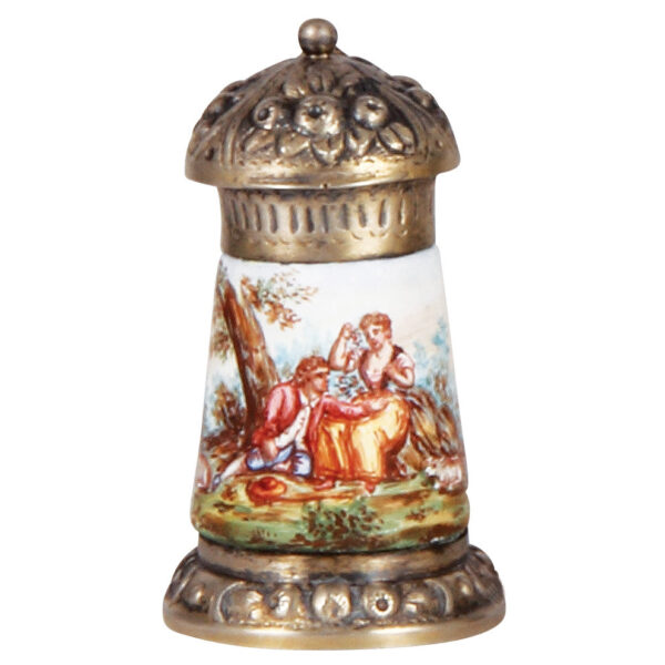 Viennese enamel miniature stein, 2.6" ht.