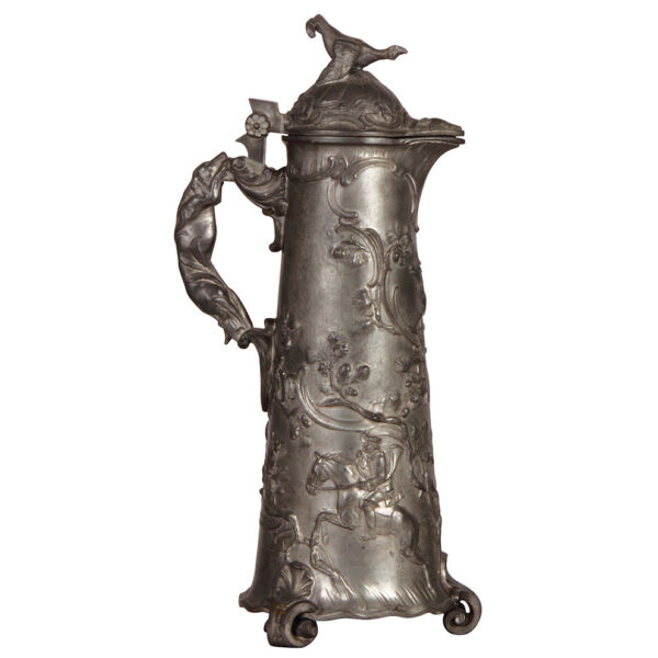 Pewter flagon, 16.8" ht., footed - Image 3