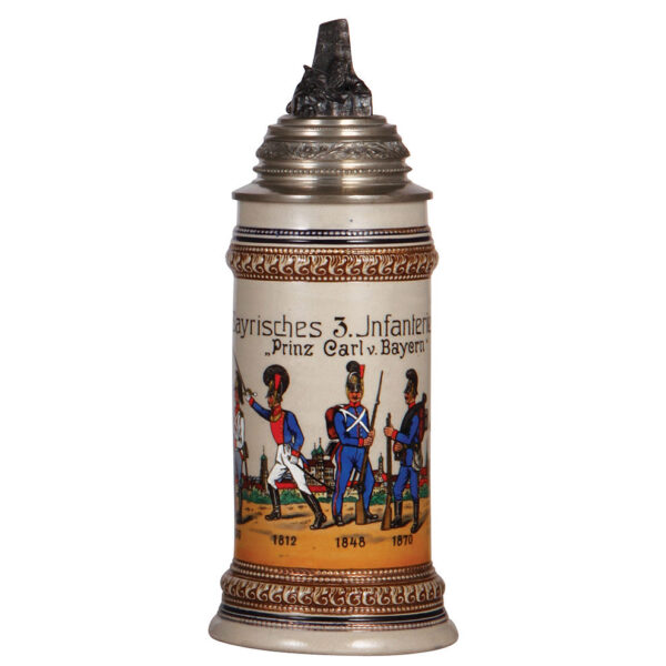 Regimental stein, 1.0L,  3. bayerisches Infanterie Regiment