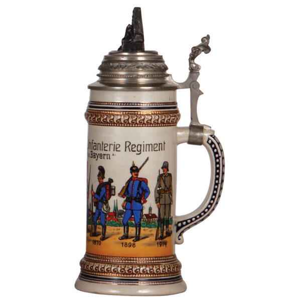 Regimental stein, 1.0L,  3. bayerisches Infanterie Regiment - Image 2