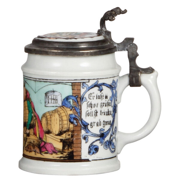 Porcelain Amberg stein, .5L, Gambrinus & walking beer steins - Image 2