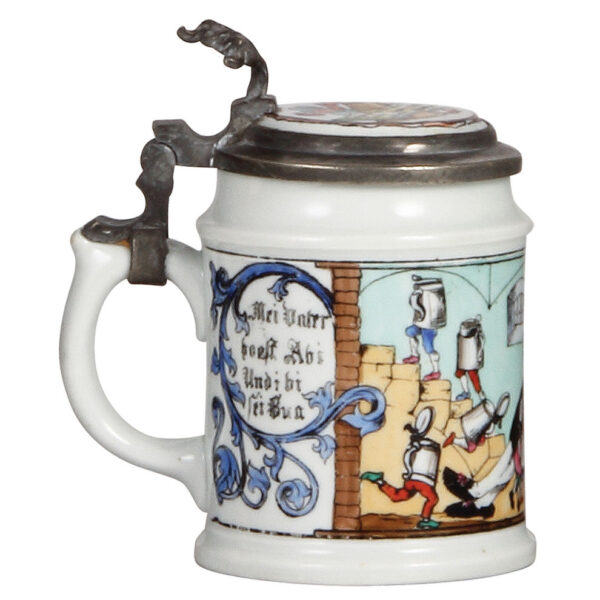 Porcelain Amberg stein, .5L, Gambrinus & walking beer steins - Image 3