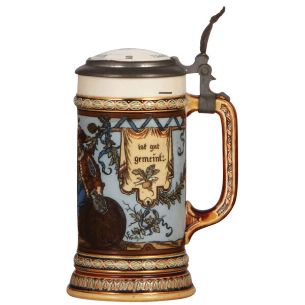 Mettlach stein, .5L, 1932, Ulmer Doppel, Stock Lager 1897 - Image 2