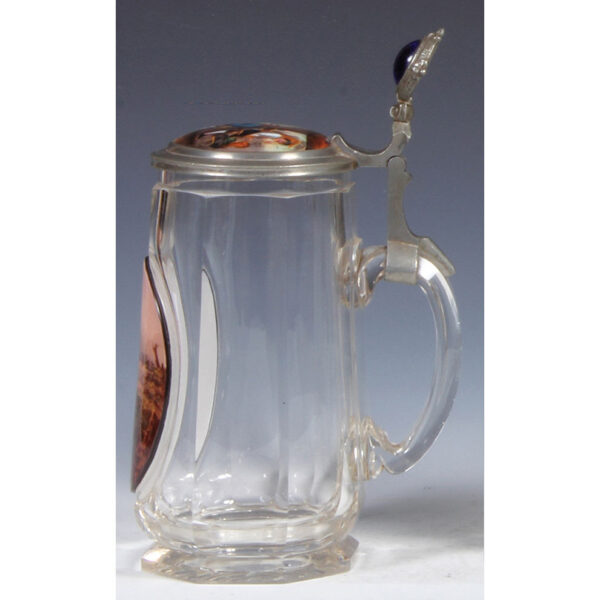 Glass stein, .5L, hand-painted hunting scene - Image 2