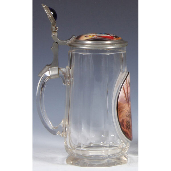 Glass stein, .5L, hand-painted hunting scene - Image 3