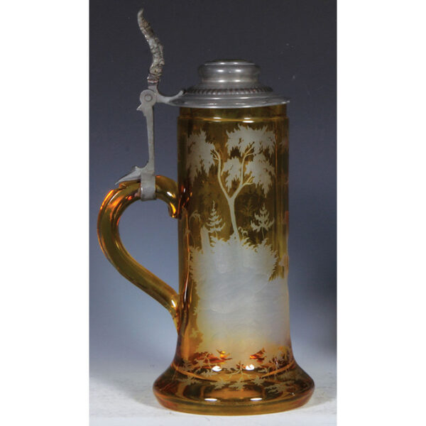 Glass stein, .75L, amber on clear overlay - Image 3