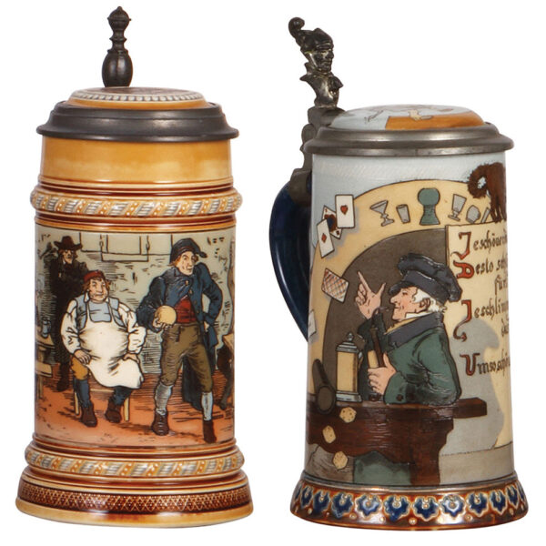 Mettlach steins (two), .5L, 1403 & .5L, 2090