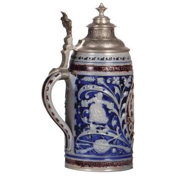 Stoneware stein, 1.0L, 11.2" ht., Bundesschiessen Donauworth 1889 - Image 3