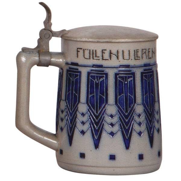 Stoneware steins (two), .5L, incised & etched - Image 5