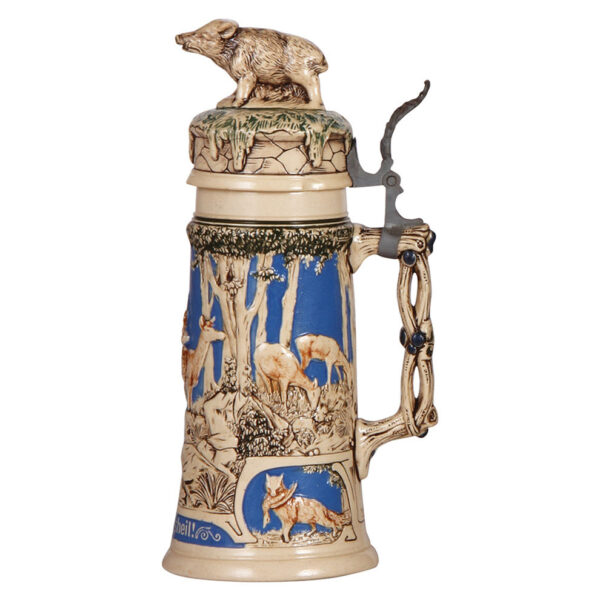 Pottery stein, .5L, relief,  by Rosskopf & Gerz - Image 2