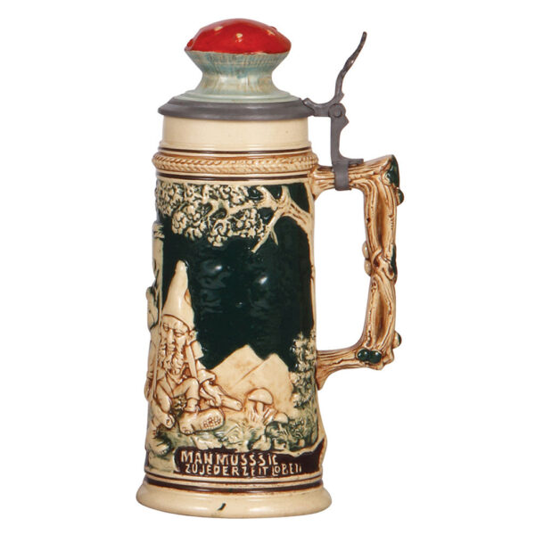 Pottery stein, 1.0L, dwarfs carrying frogs in jar - Image 2