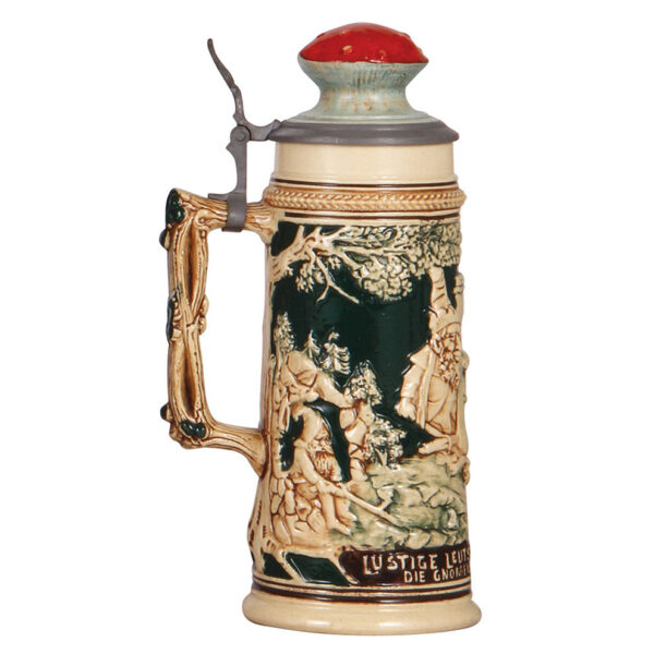 Pottery stein, 1.0L, dwarfs carrying frogs in jar - Image 3