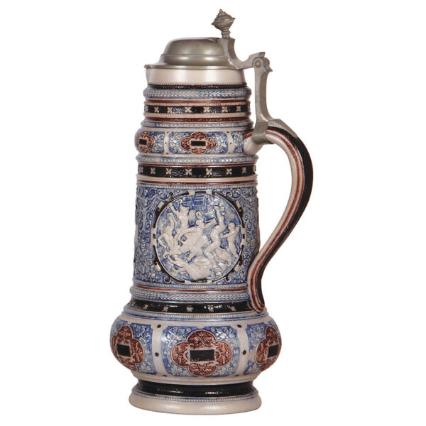 Stoneware stein, 2.5L, relief, marked J.W. Remy - Image 2