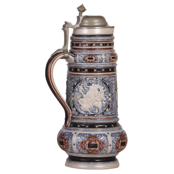 Stoneware stein, 2.5L, relief, marked J.W. Remy - Image 3