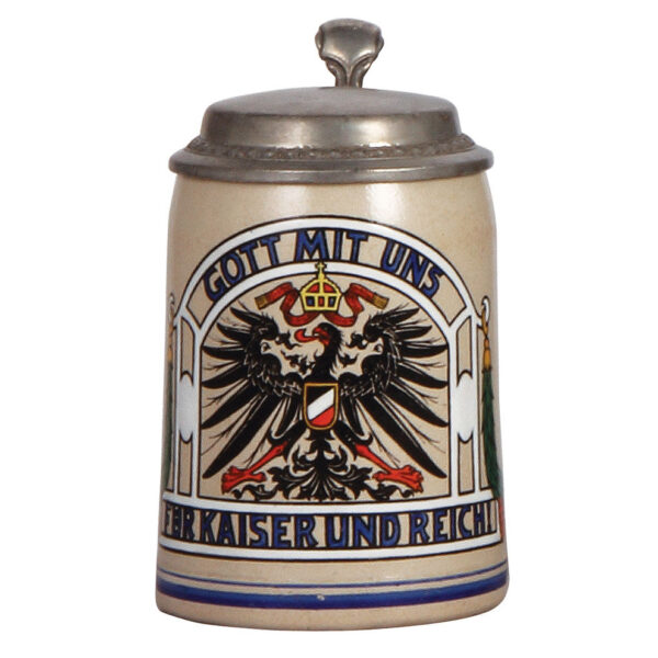 Military stein, .5L, stoneware, Gott mit Uns, Für Kaiser und Reich