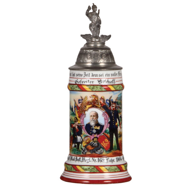 Regimental stein, .5L, 11.1" ht., Inft. Regt. Nr. 169