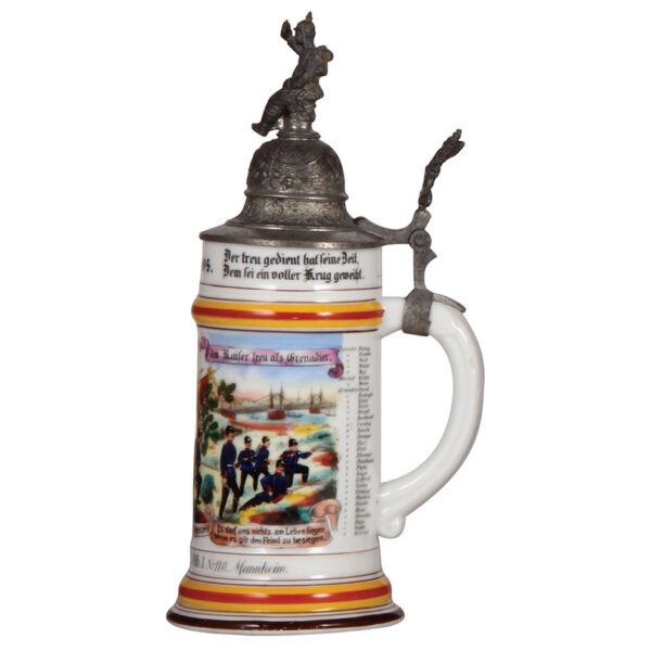 Regimental stein, .5L, 10.9" ht., Grenad. Regt. No. 110 - Image 2