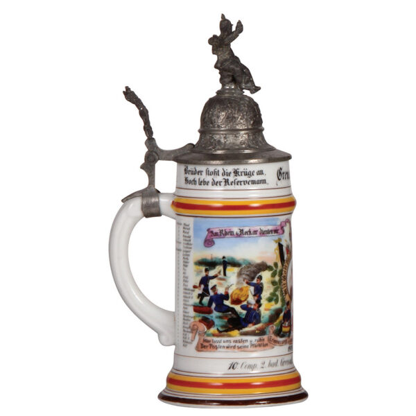 Regimental stein, .5L, 10.9" ht., Grenad. Regt. No. 110 - Image 3