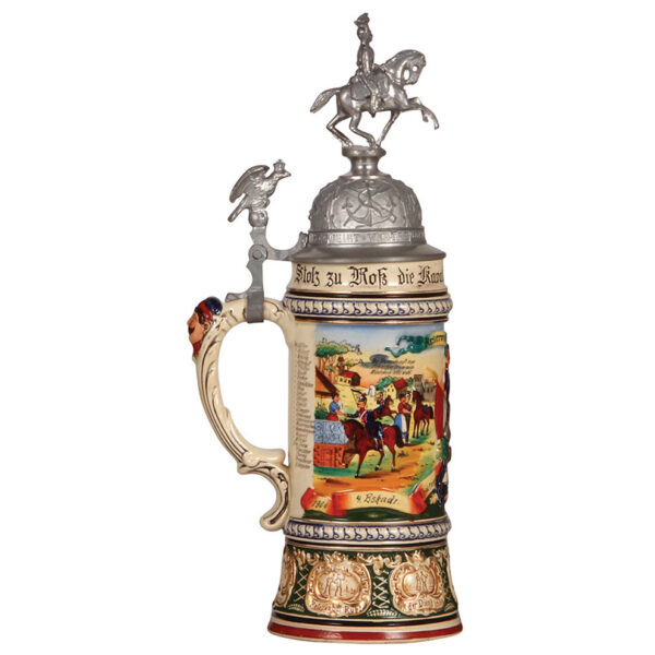 Regimental stein, .5L, 13.3" ht., Ulan Regt. No. 6 - Image 3