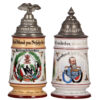 Regimental steins (two), .5L, 9.1" ht., Inft. Regt. Nr. 145, & bayr. Inft. Regt. Nr. 18