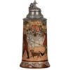 Pottery steins (two), .5L, etched, by Hauber & Reuther - Image 2