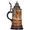 Pottery steins (two), .5L, etched, by Hauber & Reuther - Image 5