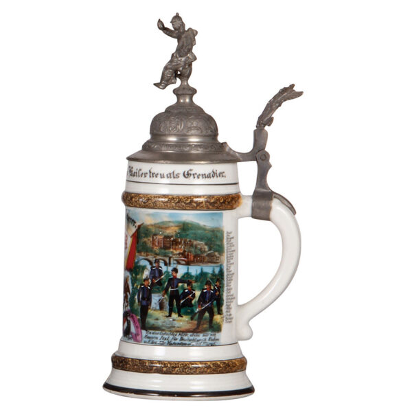 Regimental stein, .5L, 11.2" ht., Grenad. Regt. No. 110 - Image 2