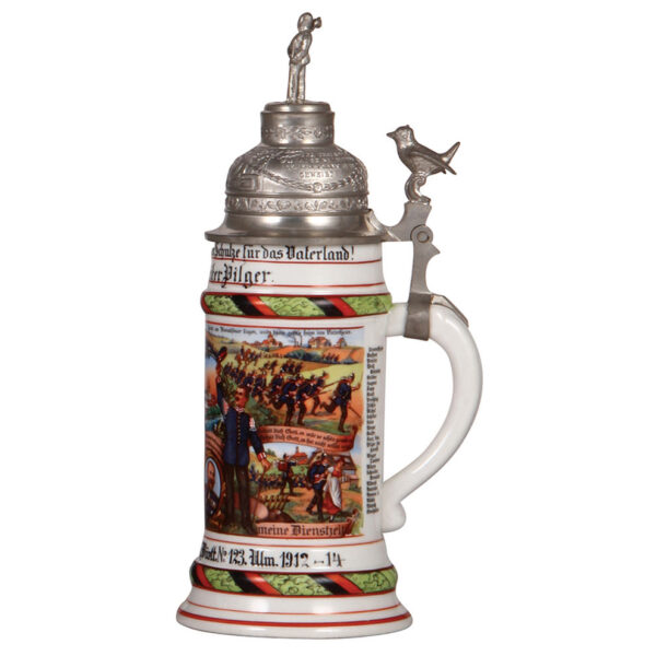 Regimental stein, .5L, 11.5" ht., Grenad. Regt. No. 123 - Image 2