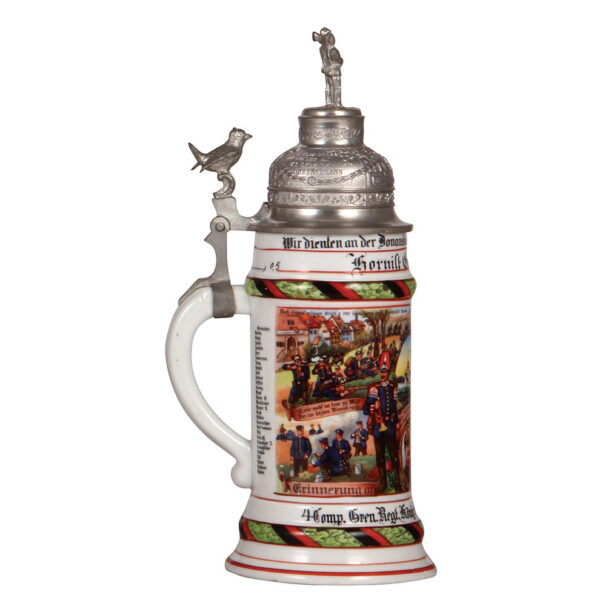 Regimental stein, .5L, 11.5" ht., Grenad. Regt. No. 123 - Image 3