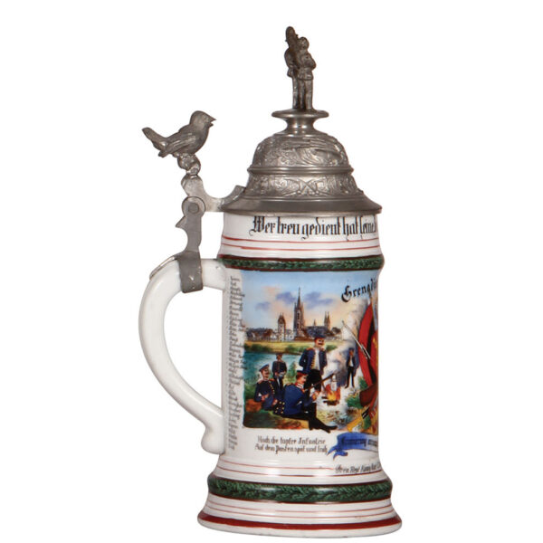 Regimental stein, .5L, 10.8" ht., Gren. Regt. Nr. 123 - Image 3