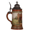 Pottery steins (two), .5L, etched, by Hauber & Reuther - Image 5