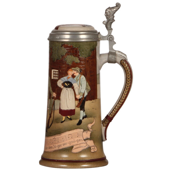 Stoneware steins (two), .5L, Marzi & Remy, etched - Image 2