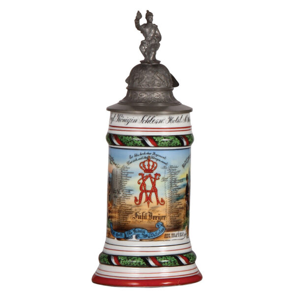 Regimental stein, .5L, 11.0" ht., Füs. Regt. No. 86, Sonderburg