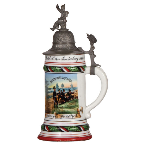 Regimental stein, .5L, 11.0" ht., Füs. Regt. No. 86, Sonderburg - Image 2