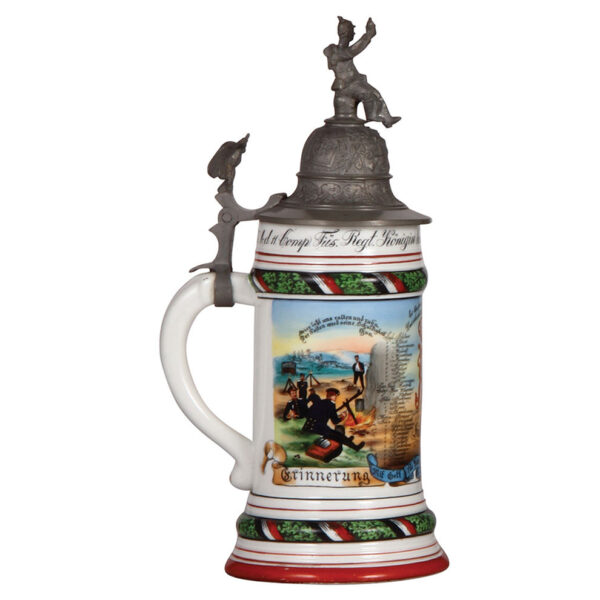 Regimental stein, .5L, 11.0" ht., Füs. Regt. No. 86, Sonderburg - Image 3