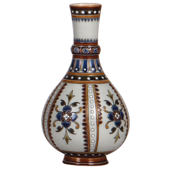 Mettlach vase, 7.2" ht., 1665, mosaic - Image 2