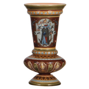 Mettlach vase, 9.2" ht., 1749, etched