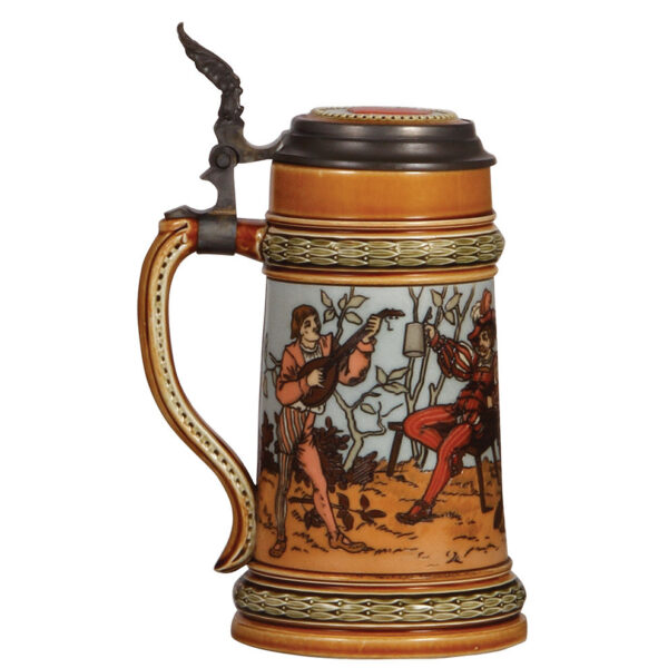 Mettlach stein, .5L, 1527, etched, blue background - Image 3