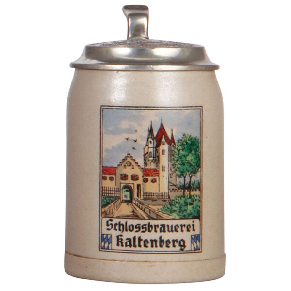 Stoneware steins (two), .5L, Schlossbrauerei, Kaltenberg; with, .5L, Brau Geschossen. - Image 2