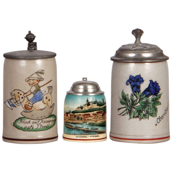 Stoneware & pottery steins (three).