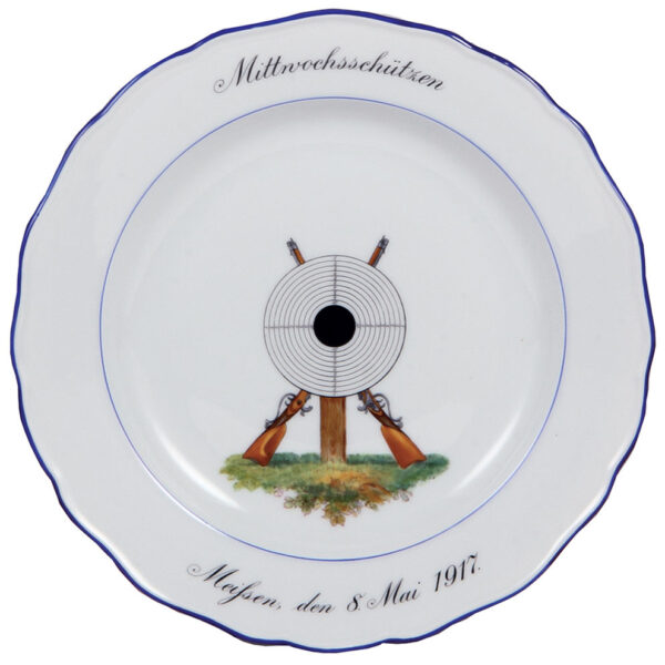 Meissen plate, 10.0" d., Mittwochschützen, Meissen 8. Mai 1917.