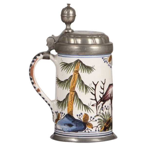 Faience steins (two), late 1700s, Thüringer Walzenkrug, and late 1700s, Bayreuther Walzenkrug. - Image 8