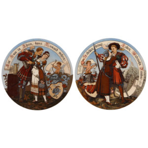 Mettlach plaques (pair), 14.5" d., 2322 & 2323.