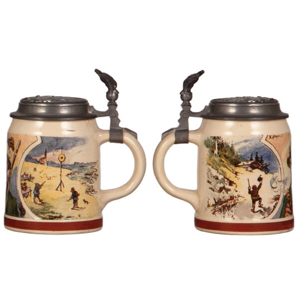 Mettlach steins (two), .5L, 1282[1526]; with, 1.0L, 1076[1526] - Image 3