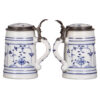 Porcelain steins (three), .5L, hand-painted, cobalt blue - Image 4