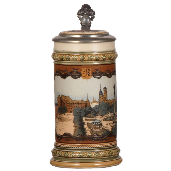 Mettlach stein, .5L, 1863, etched, Stuttgart