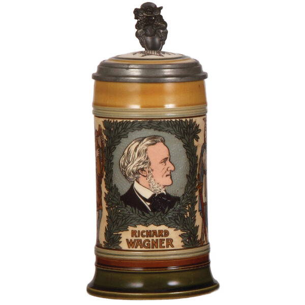 Mettlach stein, .5L, 2798, etched, Richard Wagner